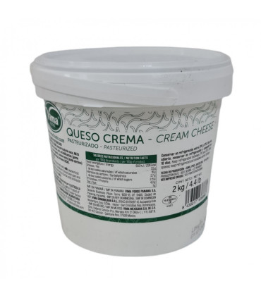 Queso crema pasteurizado Vima Foods (2 kg / 4.4 lb)